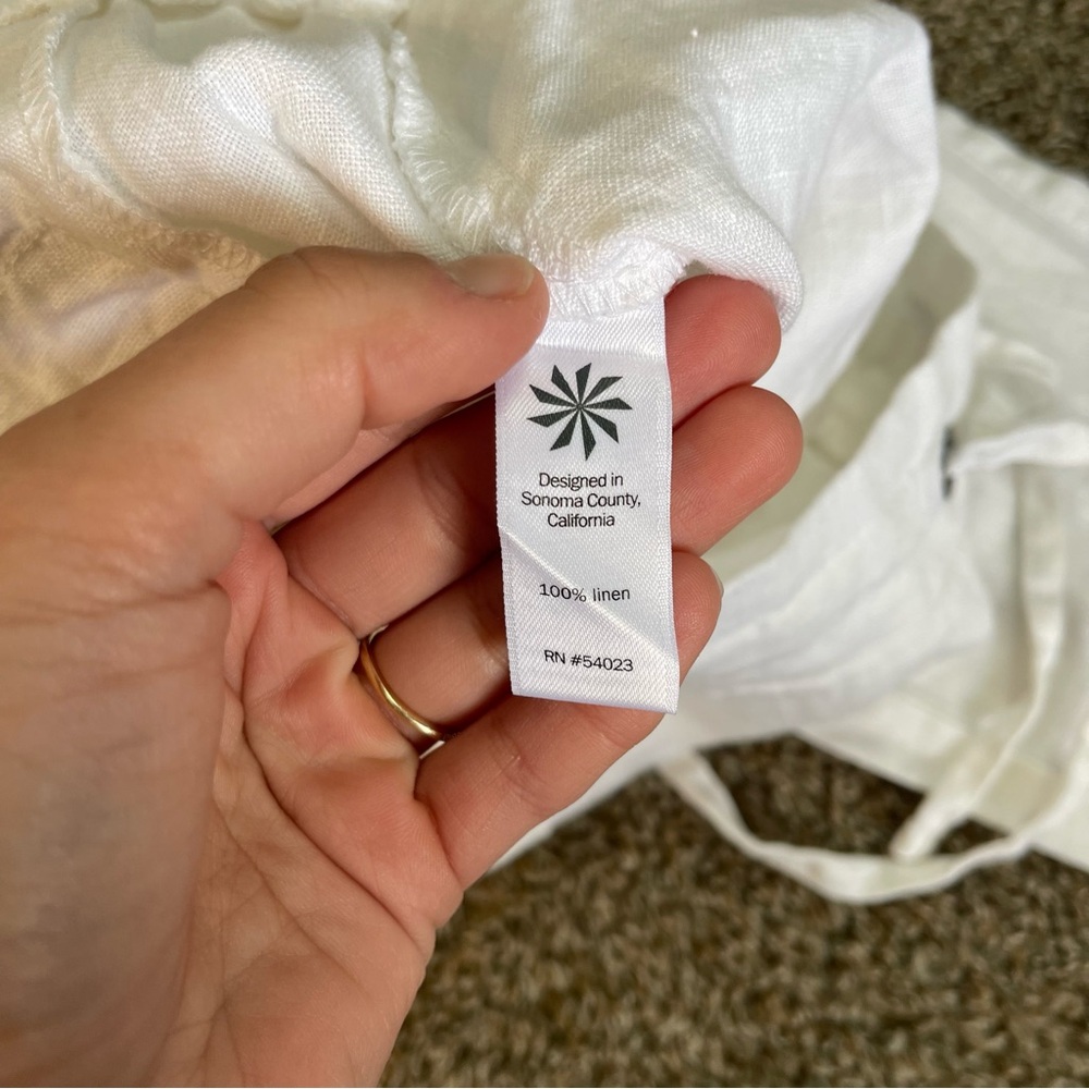 Athleta 100% Linen White Pull On Pants Tapered Beach Resort Women’s Size 2 - Picture 4 of 6